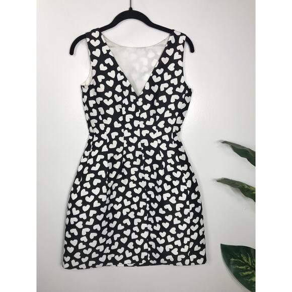 New Kate Spade Dancing Hearts Domino Short Dress Black Cream Feminine Cute Date - Picture 8 of 16